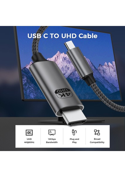 Type-C To HDMI Kablo 2m, 4K 60Hz, HDMI 2.0 (Levels-Ch4-2m) fırsatları