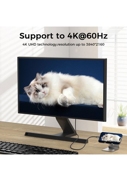 Type-C To HDMI Kablo 2m, 4K 60Hz, HDMI 2.0 (Levels-Ch4-2m)