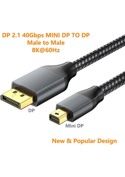 Mini Displayport To Displayport Kablo 2m, 8k 60Hz, Displayport 2.1, 40GBPS (LEVELS-AVC50-2M) modelleri