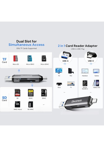DR0002 Type-C & Usb-A Çoklu Hızlı Sd Tf Kart Okuyucu 5gbps modelleri