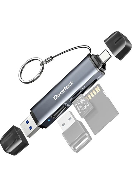 DR0003 Type-C & Usb-A Çoklu Hızlı Sd Tf Kart Okuyucu & Otg 5gbps