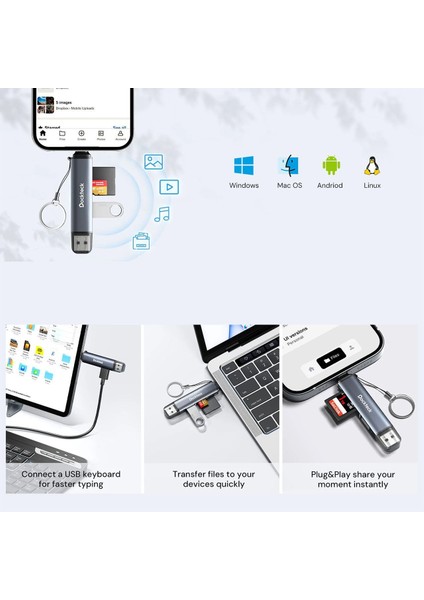 DR0003 Type-C & Usb-A Çoklu Hızlı Sd Tf Kart Okuyucu & Otg 5gbps fırsatları