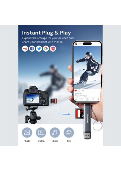 DR0003 Type-C & Usb-A Çoklu Hızlı Sd Tf Kart Okuyucu & Otg 5gbps