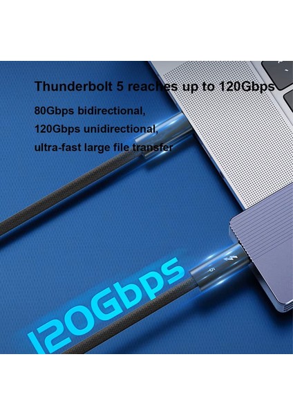 Thunderbolt 5 Kablo 1m, 16K 30Hz Görünütü, 120GBPS Data, 240W Hızlı Şarj (Levels-Tb5-1m)