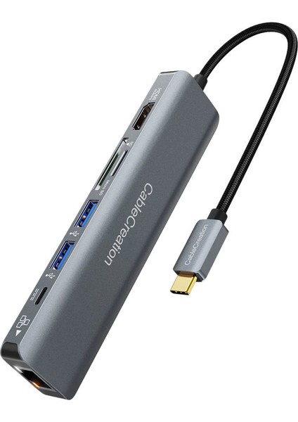 CD0786 HDMI Ethernet 2xusb 3.0 Usb-C Sd Tf 7 In 1 Multiport Usb-C Hub
