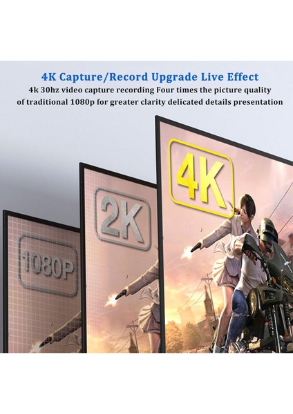 CC10 HDMI USB Video Capture Card 4K (Görüntü ve Kulaklık Çıkışlı, Mikrofon Girişli)