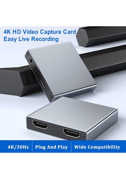 CC10 HDMI USB Video Capture Card 4K (Görüntü ve Kulaklık Çıkışlı, Mikrofon Girişli)