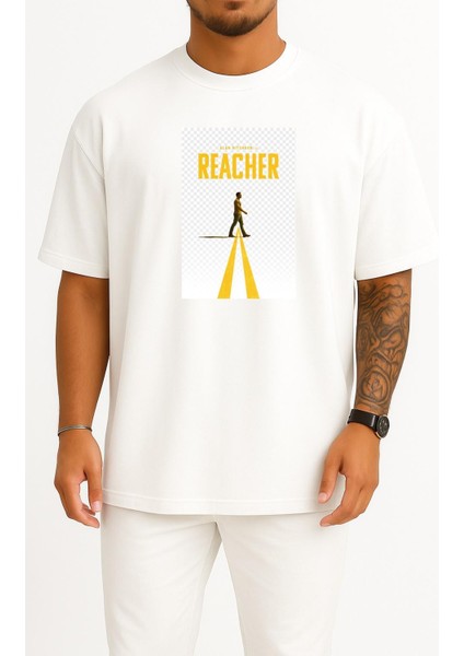 Oversize Alan Ritchson Reacher Göğüs Tasarımlı Unisex T-Shirt