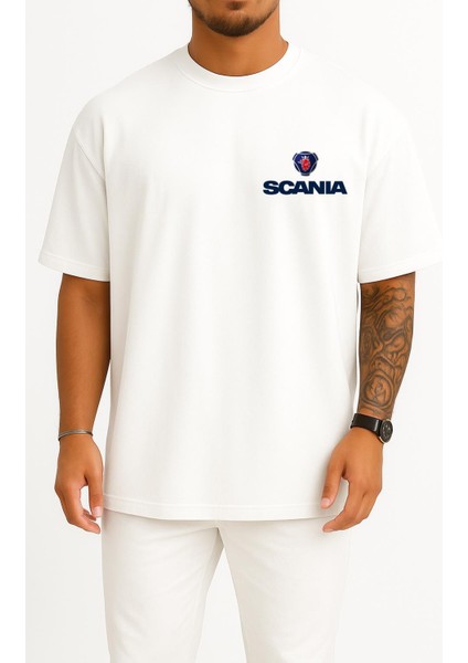 Oversize Scania Logo Cep Tasarımlı Unisex T-Shirt