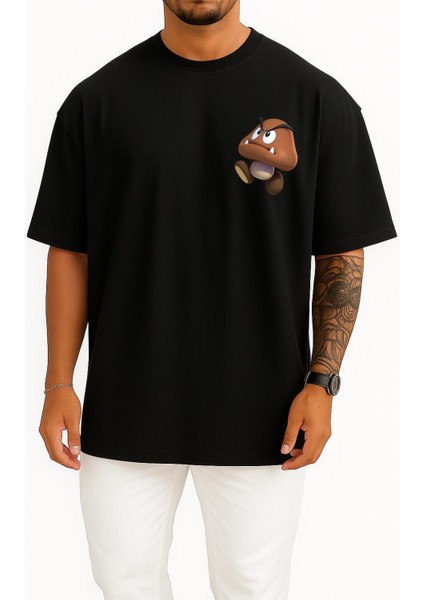 Oversize Potato Super Mario Cep Tasarımlı Unisex T-Shirt