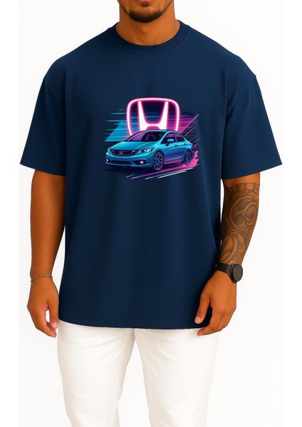Oversize Honda Civic Fb7 Göğüs Tasarımlı Unisex T-Shirt