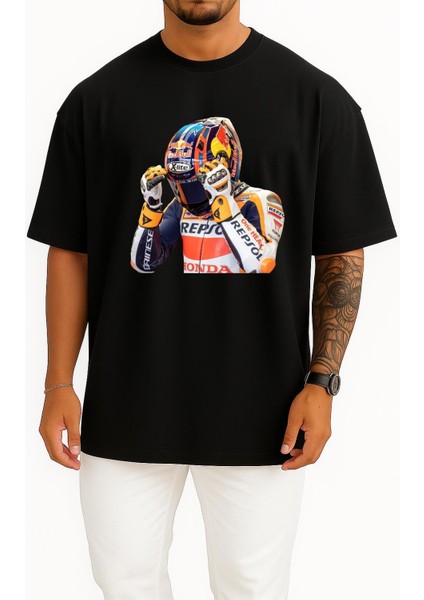 Oversize Stefan Bradl Repsol Honda Team Motogp Göğüs Tasarımlı Unisex T-Shirt