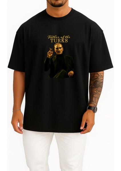 Oversize Father Of The Turks Atatürk Göğüs Tasarımlı Unisex T-Shirt
