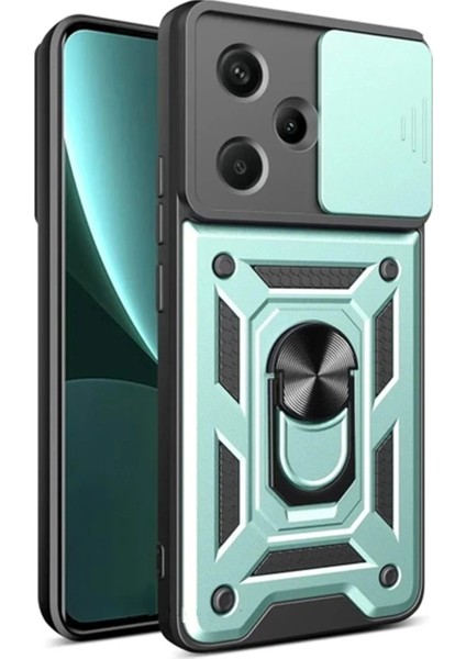 Newface Xiaomi Redmi Note 13 Pro Plus Kılıf Pars Lens Yüzüklü Silikon - Yeşil