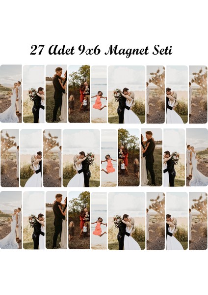 Kişiye Özel Fotoğraf Magneti Seti: 27 Adet 9x6 cm Magnet + 27 Adet 10X15 cm Yüksek Çözünürlüklü Fotoğraf Baskı (Dayanıklı ve Şık) indirimleri