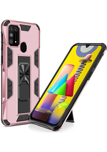 Galaxy M31 Kılıf Zırhlı Tank Korumalı Standlı Sert Silikon Volve Kapak