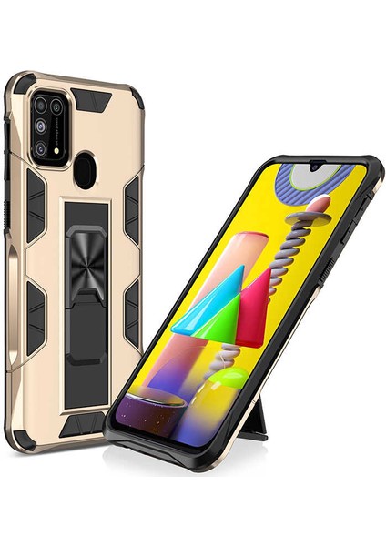Galaxy M31 Kılıf Zırhlı Tank Korumalı Standlı Sert Silikon Volve Kapak