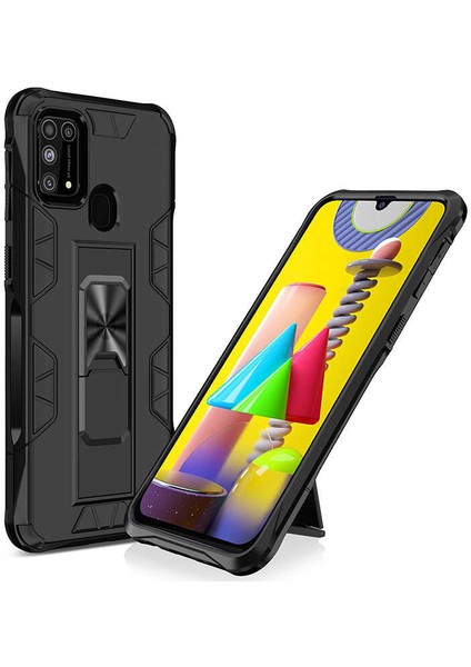 Galaxy M31 Kılıf Zırhlı Tank Korumalı Standlı Sert Silikon Volve Kapak