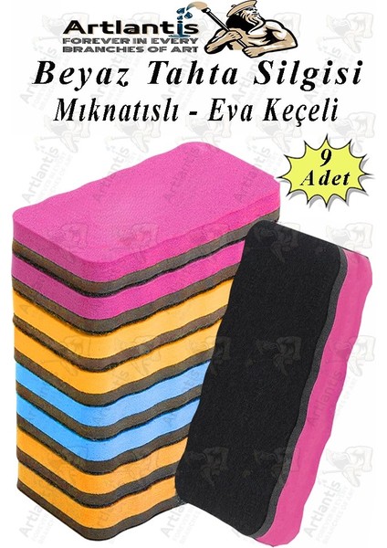 Mıknatıslı Yazı Tahta Silgisi Eva 9 Adet Beyaz Yazı Tahtası Silgisi Manyetik Kaliteli Keçe Uçlu Eva Okul Sınıf Ofis Kuru