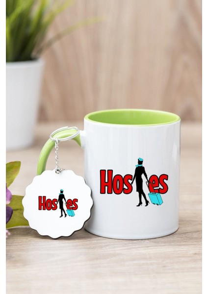 Yeşil Aşçı Tasarımlı Kupa ve Anahtarlık Seti