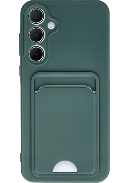 Newface Samsung Galaxy A35 5g Kılıf Kelvin Kartvizitli Silikon - Koyu Yeşil