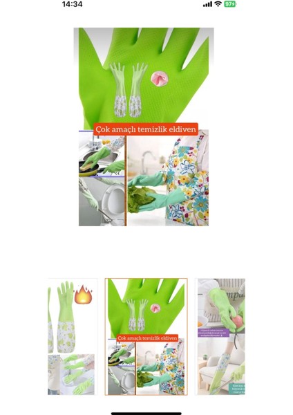 Yeşil 45 cm Yapışmaz Bulaşık Temizlik Eldiveni fiyatları