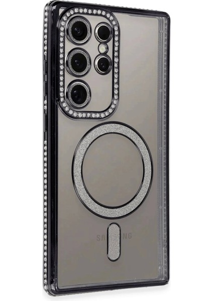 Newface Samsung Galaxy S24 Ultra Kılıf Joke Simli Magneticsafe Kılıf - Siyah