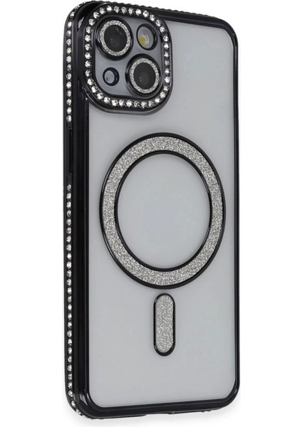 Newface iPhone 13 Kılıf Joke Simli Magneticsafe Kılıf - Siyah