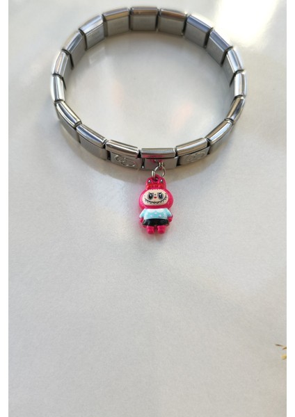 Italyan Charm Bileklik ve 3 Adet Charmlı Ayarlanabilir Çelik Pembe Labubu Bileklik fiyatları