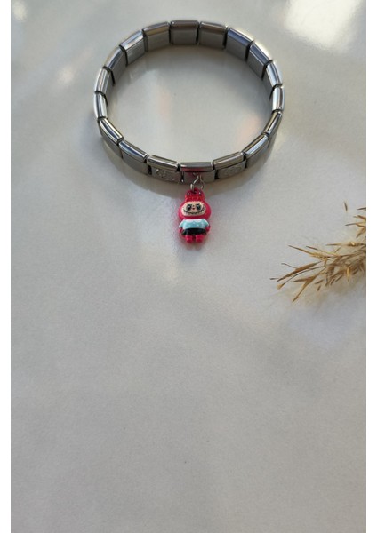Italyan Charm Bileklik ve 3 Adet Charmlı Ayarlanabilir Çelik Pembe Labubu Bileklik modelleri