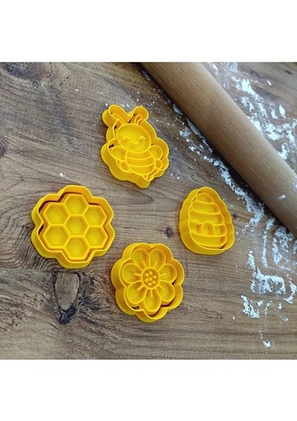 Arı Temalı 4'lü Kurabiye Kalıbı Seti - Polimer Kil, Oyun Hamuru Damga ve Kesici Şekillendirici fiyatları