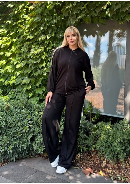 Kadın Büyük Beden Esnek Hakim Yaka Hırka ve Cepli Eşofman Altı Eşofman Takımı 24900 modelleri