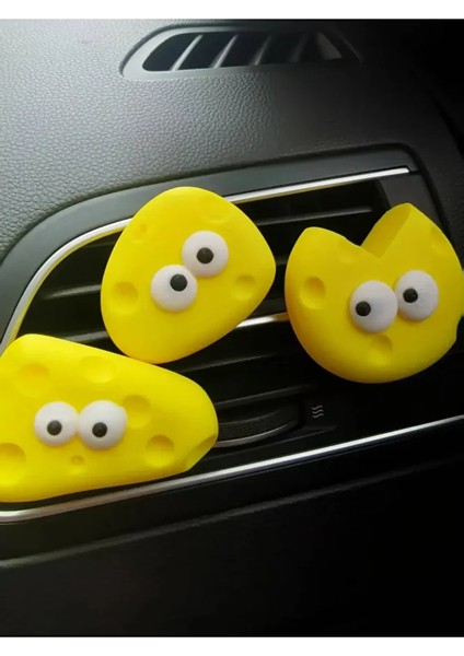 3'lü Sevimli Peynir Figürlü Araba Havalandırma Süsü Araç Içi Otomobil Klima Süsü