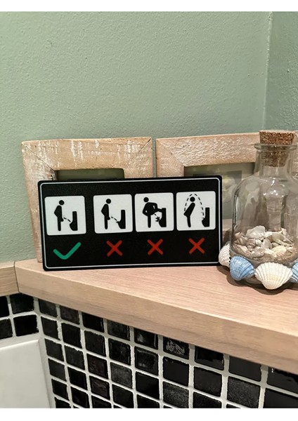 Erkek Wc Tuvalet Kullanım Talimatı Uyarı Levhası - Komik ve Eğitici Kapı Stickerı