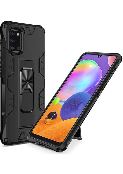 Galaxy A31 Kılıf Zırhlı Tank Korumalı Standlı Sert Silikon Volve Kapak