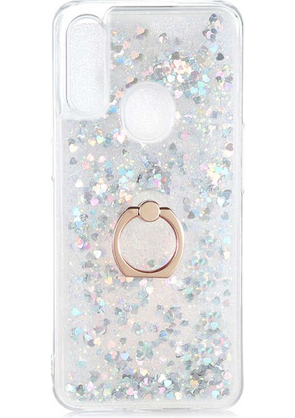 Oppo A31 Kılıf Renkli Simli Yüzüklü Standlı Esnek Sert Silikon Milce Kapak