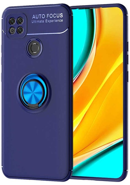 Xiaomi Redmi 9c Kılıf Yüzüklü Standlı Renkli Kırılmaz Esnek Silikon Ravel Silikon Kapak