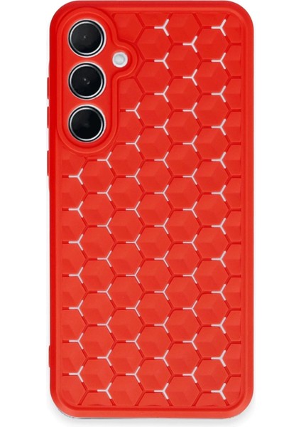 Newface Samsung Galaxy A35 5g Kılıf Petek Silikon Kapak - Kırmızı