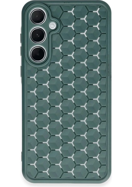 Newface Samsung Galaxy A35 5g Kılıf Petek Silikon Kapak - Koyu Yeşil