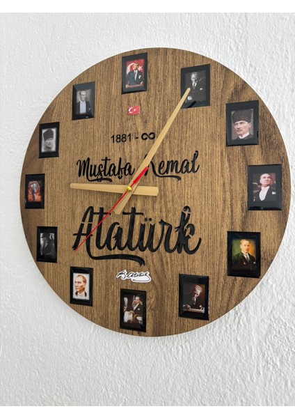 - Mustafa Kemal Atatürk Temalı Duvar Saati (Ahşap & Epoksi) - 40 cm fiyatları