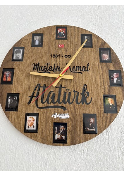 - Mustafa Kemal Atatürk Temalı Duvar Saati (Ahşap & Epoksi) - 40 cm fırsatları