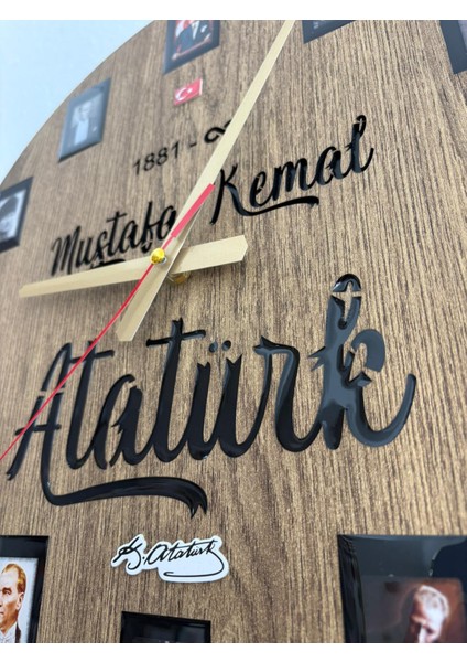 - Mustafa Kemal Atatürk Temalı Duvar Saati (Ahşap & Epoksi) - 40 cm indirimleri
