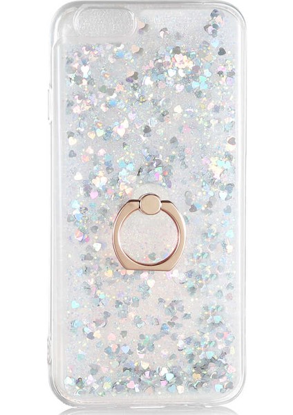 Apple iPhone 6 Kılıf Renkli Simli Yüzüklü Standlı Esnek Sert Silikon Milce Kapak