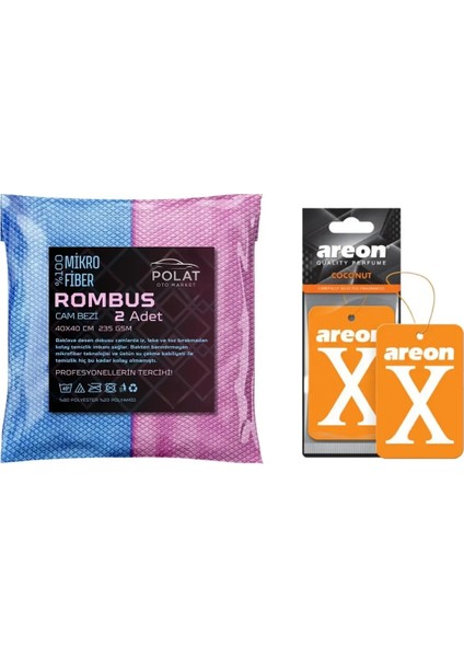 Areon Hediyeli 2'li Mikrofiber Oto Cam ve Jant Silme Bezi