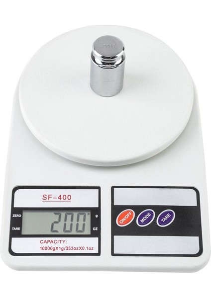 10 kg Kapasiteli Dijital Mutfak Tartısı, LCD Ekran, 1gr Hassasiyetli, Beyaz