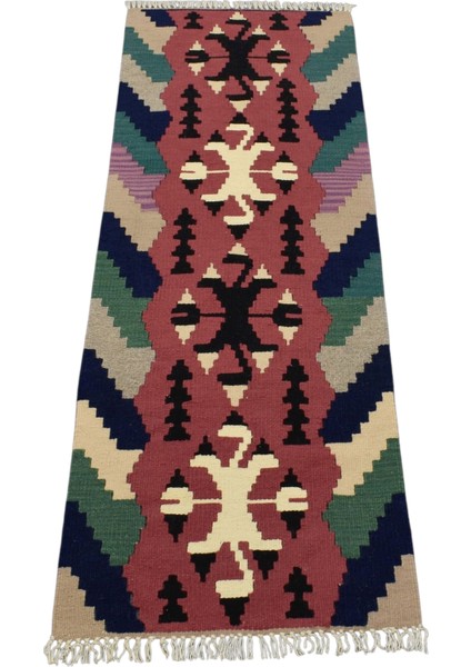 Yeni El Dokuma Pınarbaşı Kayseri Renkli Yün Mini Yolluk Kilim 6326