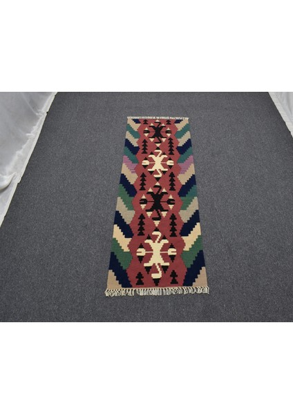 Yeni El Dokuma Pınarbaşı Kayseri Renkli Yün Mini Yolluk Kilim 6326 fırsatları