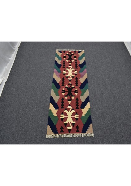 Yeni El Dokuma Pınarbaşı Kayseri Renkli Yün Mini Yolluk Kilim 6326 indirimleri