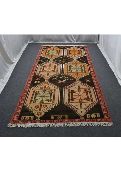 Antika El Dokuma Tek Parça Yekpare Çatal Kapılı Erzurum Yün Kilim 6320 modelleri