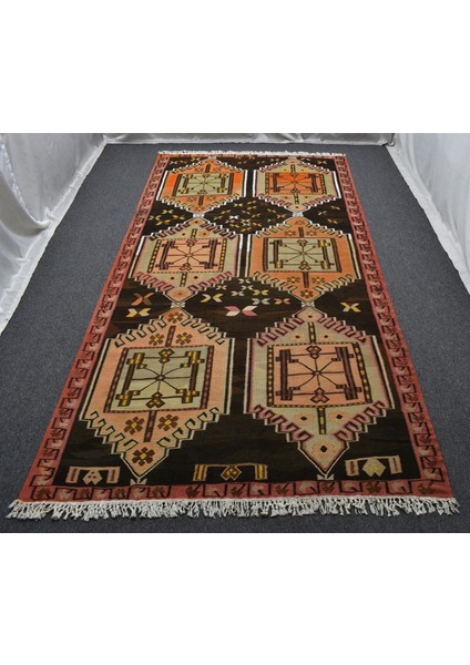 Antika El Dokuma Tek Parça Yekpare Çatal Kapılı Erzurum Yün Kilim 6320 indirimleri